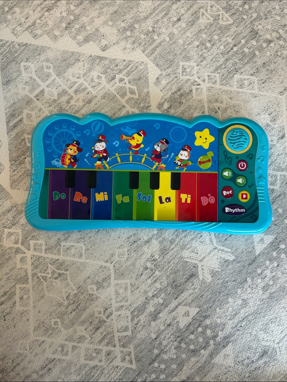 Children's Blue Rainbow Key Piano Toy with Musical Notes